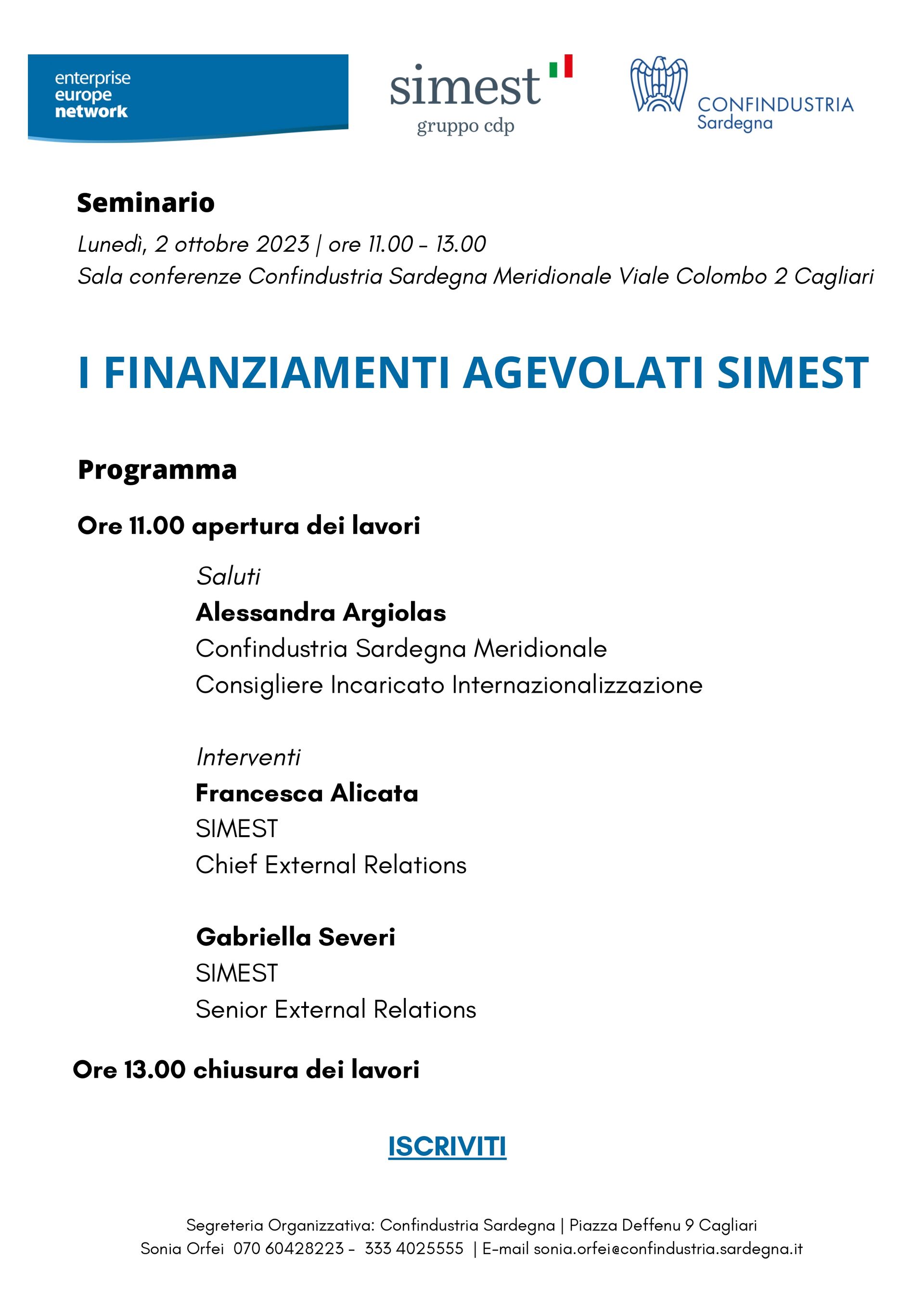 I FINANZIAMENTI AGEVOLATI SIMEST Lunedì  2 ottobre 2023 | ore 11.00 - 13.00